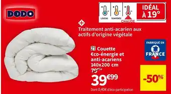 Conforama Dodo couette €co-énergie et anti-acariens 140x200 cm offre