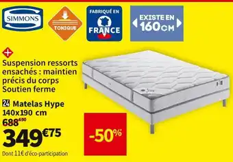 Simmons matelas ressorts ensachés hype