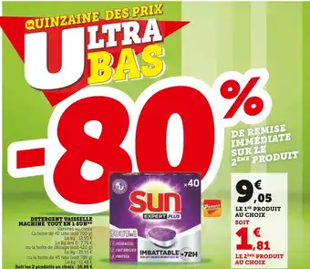 Super U Sun detergent vaisselle machine tout en 1 offre
