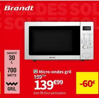 Conforama Brandt micro-ondes gril ge3000x offre