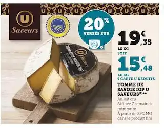 U Express U saveurs tomme de savoie igp offre
