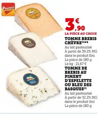 U Express Tomme brebis chèvre offre