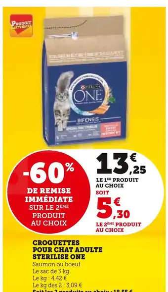 Super U One croquettes pour chat adulte sterilise offre
