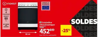 Conforama Indesit cuisinière vitrocéramique is67vpcw/e offre