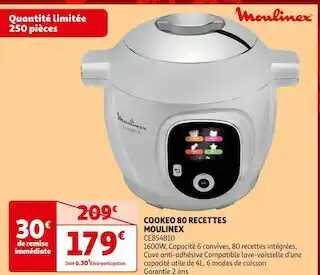 Auchan Moulinex cookeo 80 recettes offre