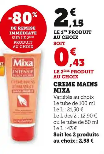 Mixa creme mains