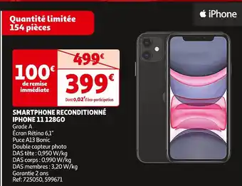 Auchan Apple smartphone reconditionné iphone 11 128go offre