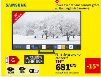 Conforama Samsung téléviseur uhd connecté tu65cu8505 offre
