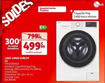 Auchan Lg lave-linge hublot offre