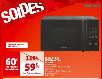 Auchan Hisense micro-ondes monofonction offre