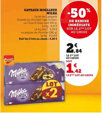 Super U Milka gateaux moelleux offre