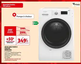 Auchan Whirlpool sèche linge pompe à chaleur offre