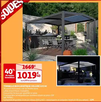 Auchan Tonnelle bioclimatique solaire 4x3 m offre
