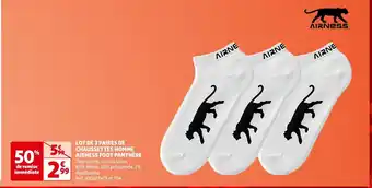 Auchan Airness lot de 3 paires de chaussettes homme foot panthère offre