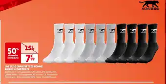Auchan Airness corporate lot de 10 chaussettes homme offre