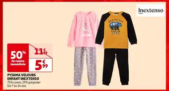 Auchan Inextenso pyjama velours enfant offre