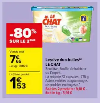 Carrefour Market Lessive Duo-bulles Le Chat offre