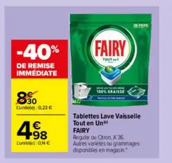 Carrefour Market Tablettes Lave Vaisselle Tout En Un Fairy offre