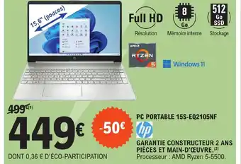 E.Leclerc PC PORTABLE 15S-EQ2105NF offre
