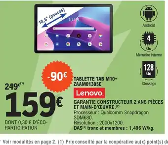 E.Leclerc TABLETTE TAB M10+ offre