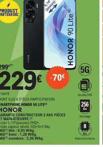 E.Leclerc SMARTPHONE HONOR 90 LITE(4) offre