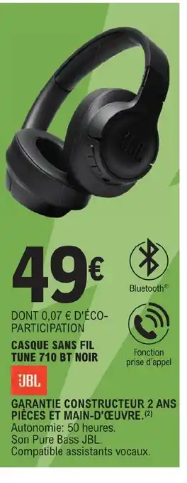 E.Leclerc CASQUE SANS FIL TUNE 710 BT NOIR offre