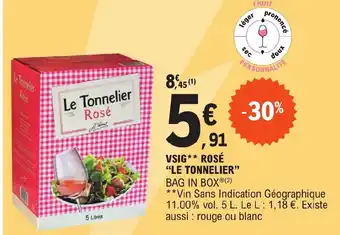 E.Leclerc VSIG ROSÉ LE TONNELIER offre