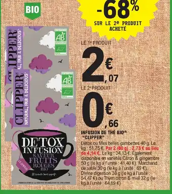 E.Leclerc INFUSION DE THE BIO CLIPPER offre