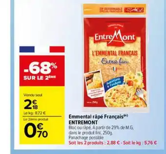 Carrefour Market Emmental Râpé Français Entremont offre