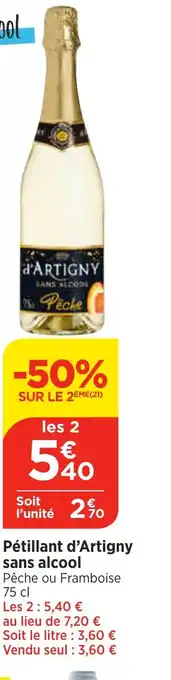Bi1 Pétillant d'Artigny sans alcool offre