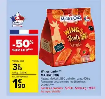 Carrefour Market Wings Party Maître Coq offre