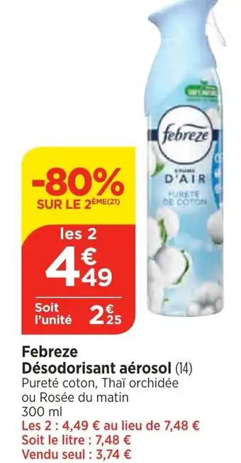 Bi1 Febreze Désodorisant aérosol offre