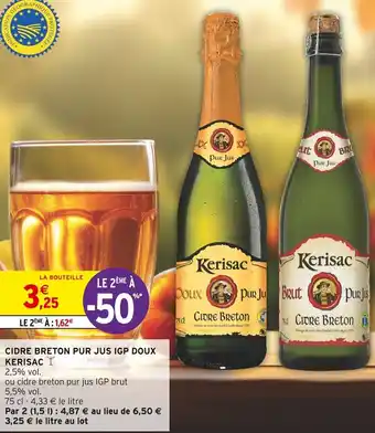 Intermarché CIDRE BRETON PUR JUS IGP DOUX KERISAC I offre
