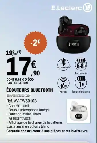 E.Leclerc ÉCOUTEURS BLUETOOTH offre