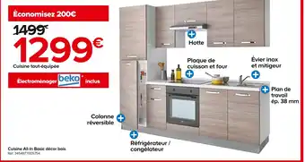 Castorama Cuisine all-in basic décor bois offre