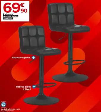 Castorama Lot de 2 tabourets naka offre