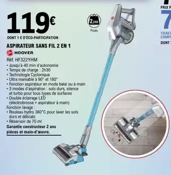 E.Leclerc ASPIRATEUR SANS FIL 2 EN 1 offre