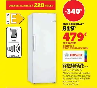 Hyper U CONGELATEUR ARMOIRE 231 L offre