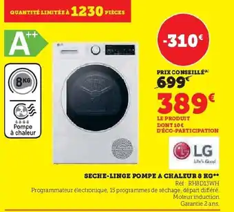 Hyper U SECHE-LINGE POMPE A CHALEUR 8 KG offre