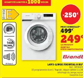 Hyper U LAVE-LINGE FRONTAL 8 KG offre