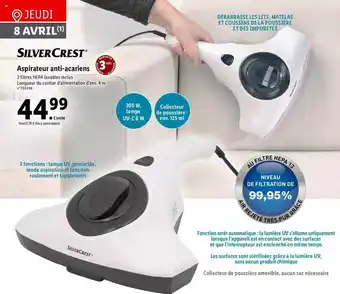 Lidl Aspirateur Anti-acariens Silver Crest offre