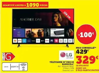 Hyper U TÉLÉVISEUR 43" UHD 4K offre