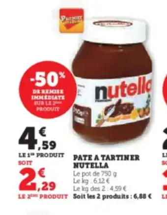 Hyper U PATE A TARTINER NUTELLA offre