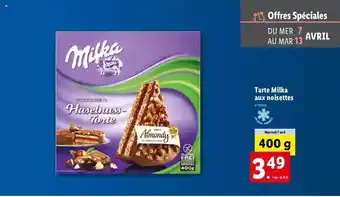 Lidl Tarte Milka Aux Noisettes offre