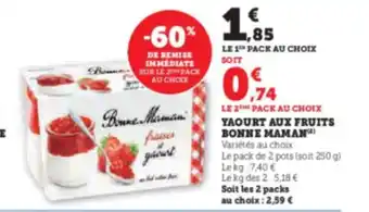 Hyper U YAOURT AUX FRUITS BONNE MAMAN offre