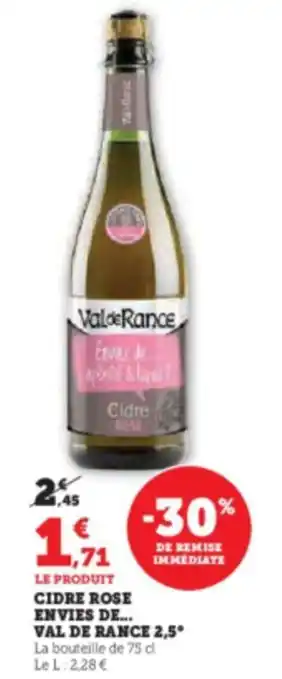 Hyper U CIDRE ROSE ENVIES DE VAL DE RANCE 2,5 offre