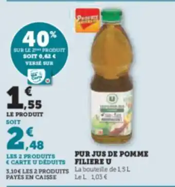 Hyper U PUR JUS DE POMME FILIERE U offre