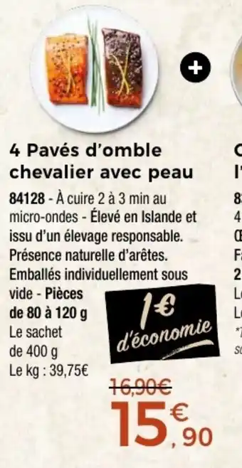 Thiriet 4 Pavés d'omble chevalier avec peau offre