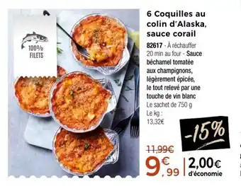 Thiriet 6 Coquilles au colin d'Alaska, sauce corail offre