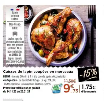 Thiriet Cuisses de lapin coupées en morceaux offre